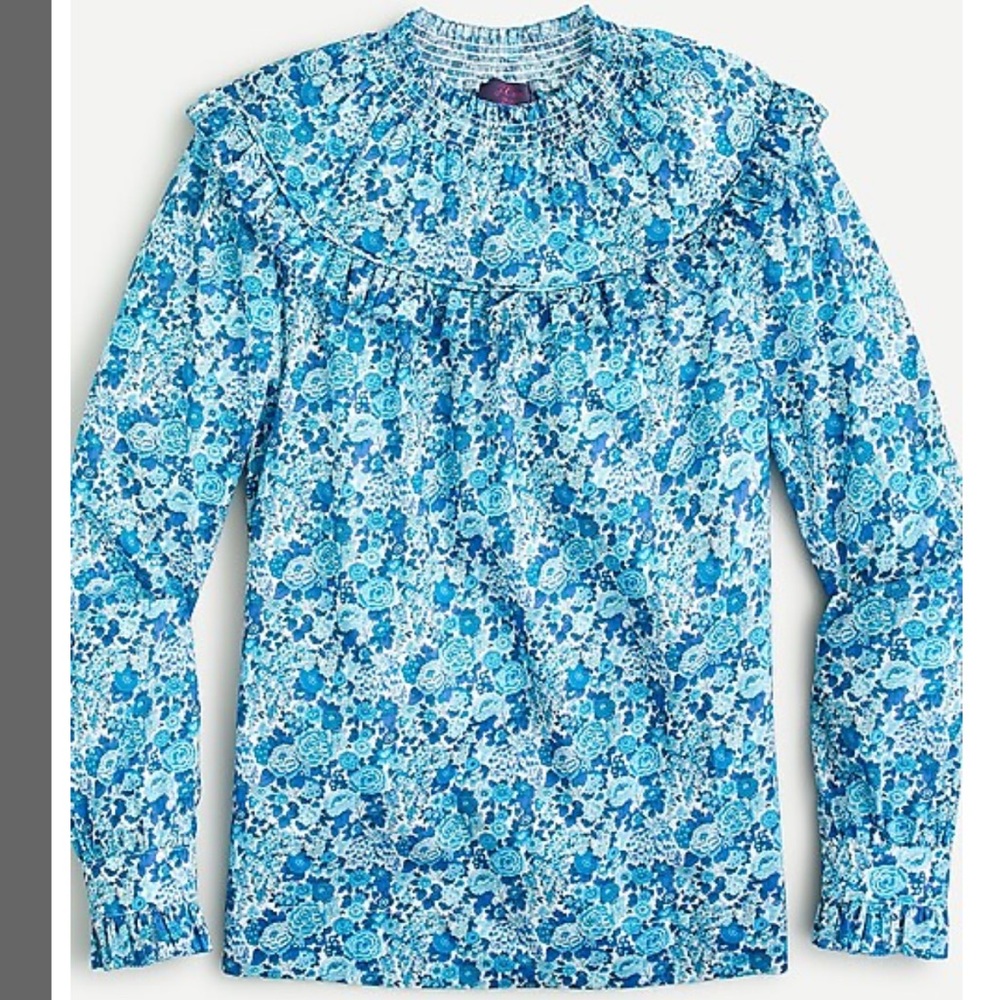 J.Crew Smocked popover top in Liberty® Elysian Day